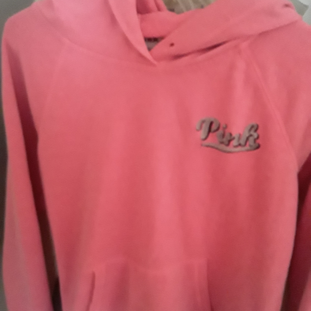 Pink Victoria secret sweatshirt with hood